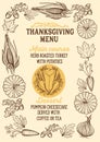 Thanksgiving food menu for holiday dinner celebration.