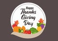 Thanksgiving message with collection of autumn theme with a fruits and autumn leave. Happy Thanksgiving Day event typography text Royalty Free Stock Photo