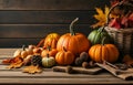 Thanksgiving mockup with yellow pumpkin. Halloween, fall minimal composition