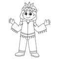 Thanksgiving Native American Boy Isolated Coloring