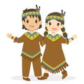 Thanksgiving Native American Couple Cartoon Vector