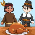 Thanksgiving Native American Pilgrim Illustration