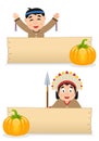 Thanksgiving Native and Wooden Banners Royalty Free Stock Photo