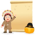 Thanksgiving Parchment with Native Boy Royalty Free Stock Photo