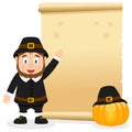 Thanksgiving Parchment with Pilgrim Boy Royalty Free Stock Photo