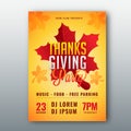 Thanksgiving Party template, flyer design with time, date and venue details. Royalty Free Stock Photo