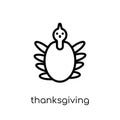 Thanksgiving peacock icon. Trendy modern flat linear vector Than