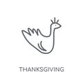 Thanksgiving peacock linear icon. Modern outline Thanksgiving pe