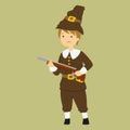 Thanksgiving Pilgrim Boy Carrying a Rifle