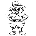 Thanksgiving Pilgrim Boy Isolated Coloring Page Royalty Free Stock Photo
