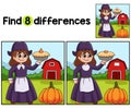 Thanksgiving Pilgrim Girl Pie Find The Differences Royalty Free Stock Photo