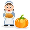 Thanksgiving Pilgrim Housewife & Pumpkin