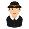 Thanksgiving Pilgrim Man Avatar Flat Icon