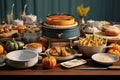 Thanksgiving potluck invitation design with a Royalty Free Stock Photo