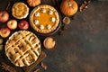 Thanksgiving pumpkin and apple pies Royalty Free Stock Photo