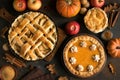 Thanksgiving pumpkin and apple pies Royalty Free Stock Photo