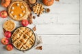 Thanksgiving pumpkin and apple various pies Royalty Free Stock Photo