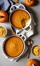 Thanksgiving Pumpkin And Corn Kernel Puddin. Generative AI