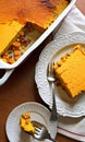 Thanksgiving Pumpkin And Cornbread Layered Casserol. Generative AI Royalty Free Stock Photo