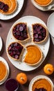 Thanksgiving Pumpkin Tarts Paired With A Dish Of Roasted Beet Sala. Generative AI