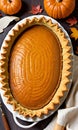 Thanksgiving Pumpkin Thanksgiving Pie With A Cornmeal Crus. Generative AI
