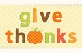 Thanksgiving retro applique of fabric gingham letters and cute pumpkin in autumn colors