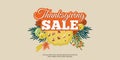 Thanksgiving sale hand drawn cartoon style banner, seasonal promo offer discount flyer or poster for autumnal shopping Royalty Free Stock Photo