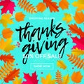 Thanksgiving autumn sale poster fall discount promo shop offer vector background design