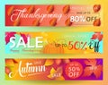 Thanksgiving Sale banners set Promotion gift cards vector template