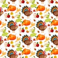 Thanksgiving seamless pattern background autumn pumpkin traditional holiday food harvest celebration vector illustration