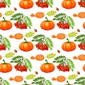 Thanksgiving seamless pattern background autumn pumpkin traditional holiday food harvest celebration vector illustration