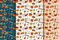 Thanksgiving seamless pattern background set. Traditional holiday food harvest decoration. Repeat backdrop for cover, wrapping pap Royalty Free Stock Photo