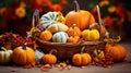 Thanksgiving Still life of pumpkins of various shapes, Seasonal holiday concept, harvest,