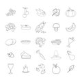 Thanksgiving Symbols Line Vector Icons Collection Royalty Free Stock Photo