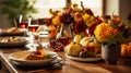 Thanksgiving table with autumnal decor