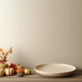 thanksgiving table with pumpkins gourds and autumn leaves on wooden table 3d render