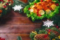 Thanksgiving day. Christmas table dinner time with roasted meats decorated in Christmas style. The concept of a family holiday Royalty Free Stock Photo