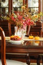 Thanksgiving table setting. Autumn table setting with small pump Royalty Free Stock Photo