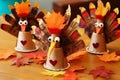 Thanksgiving-themed hand-printed turkeys