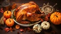 thanksgiving with traditional food like baked turkey