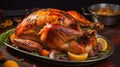 thanksgiving with traditional food like baked turkey