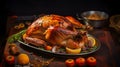 thanksgiving with traditional food like baked turkey