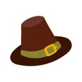 Thanksgiving traditional pilgrim hat illustration. Flat vector icon decorative element Happy Thanks giving day brown hat