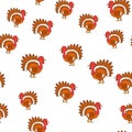 Thanksgiving Turkey Bird Cartoon Seamless Pattern