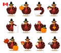 Thanksgiving greeting card with a turkey bird wearing a Pilgrim