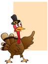 Thanksgiving turkey with blank sign Royalty Free Stock Photo