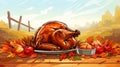 Thanksgiving Turkey In Cartoon Realism: Detailed Still Life Art