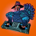 Thanksgiving Turkey character. DJ at the holiday party