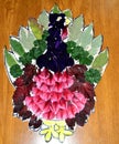 Kids crafts turkey with leaves and flower petals