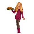 Thanksgiving Turkey Dinner Female Character in Cute Outfit